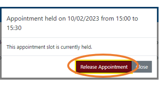 Release Held Slot modal