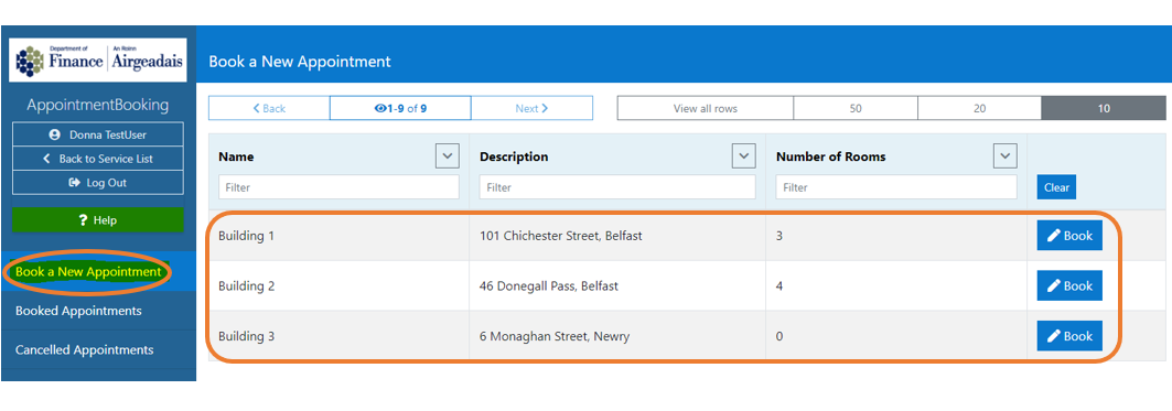 Book a new appointment - Step1