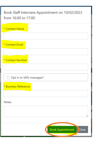 Book a new appointment - Step3