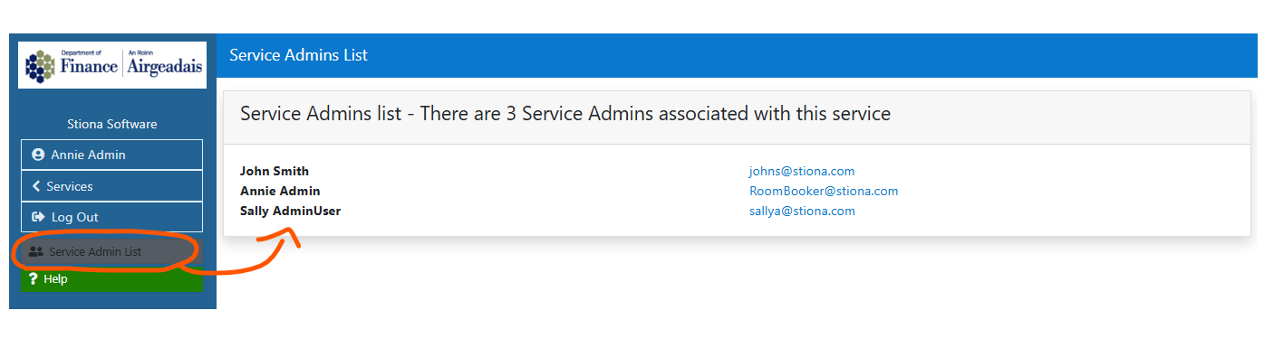 ServiceAdmin List button