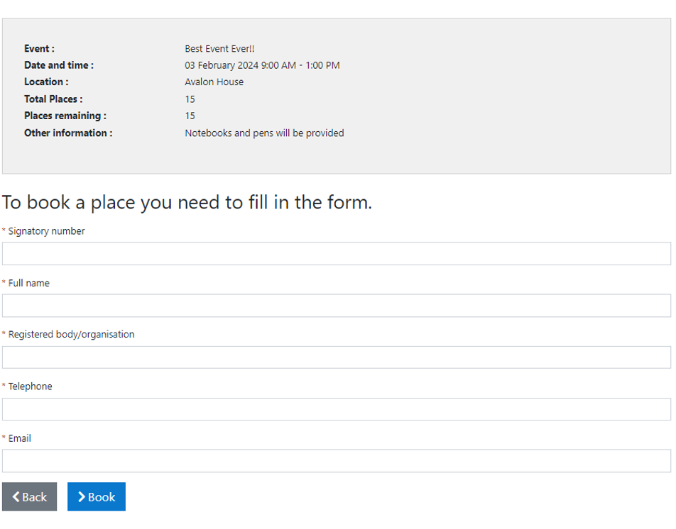 Public - Events Details page