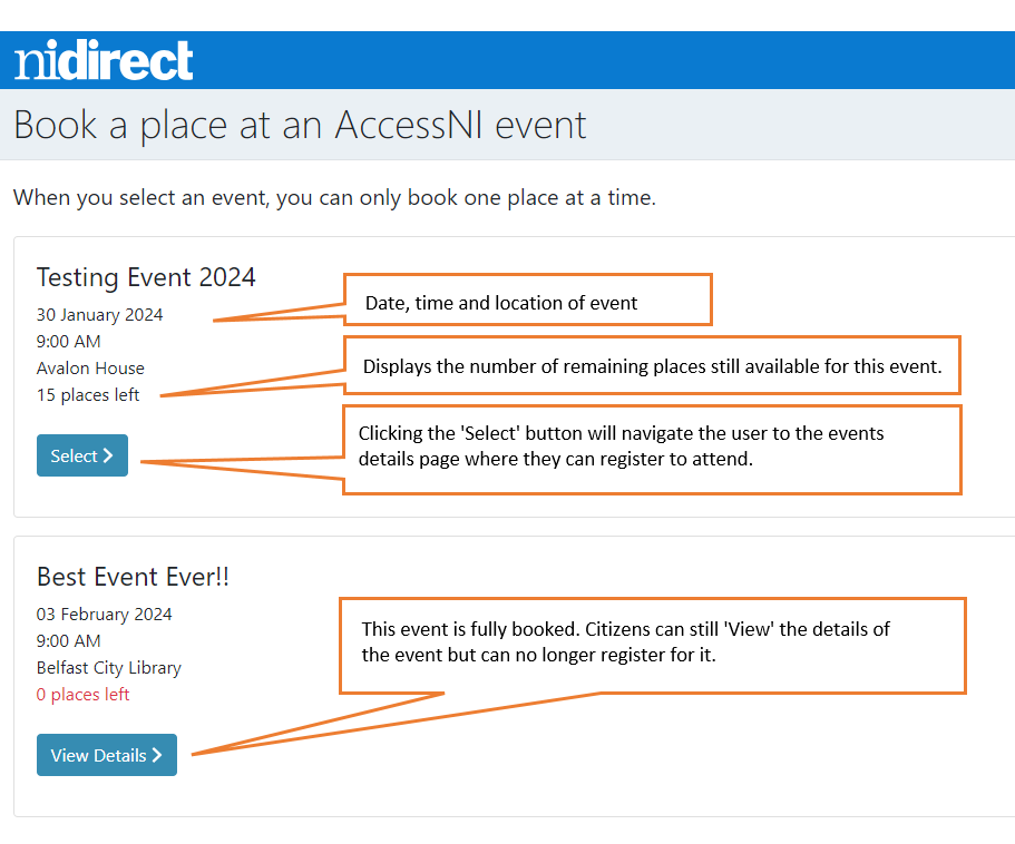 Public Events Webpage