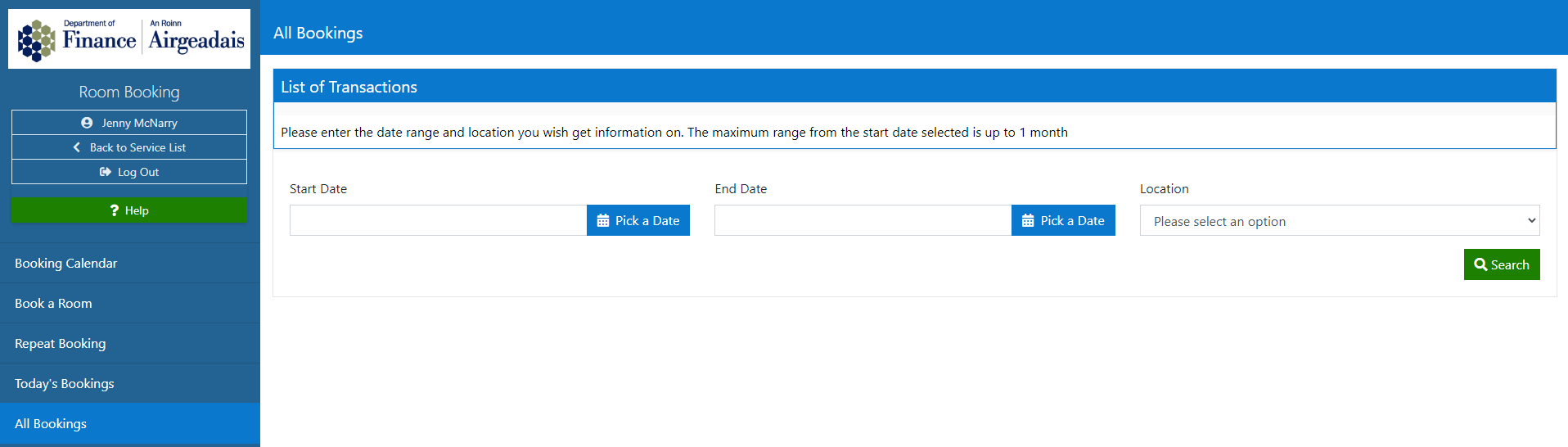 View Today's Booking